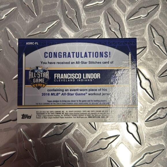 2016 topps chrome update all-star stitches francisco lindor mint condition - Picture 3 of 3